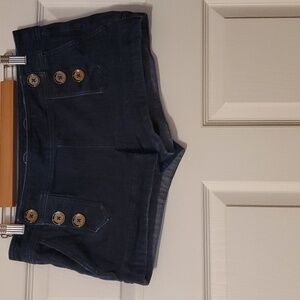 Express Jean Shorts Womens Size 8 Dark Blue Jean Shorts with Gold Buttons Accent